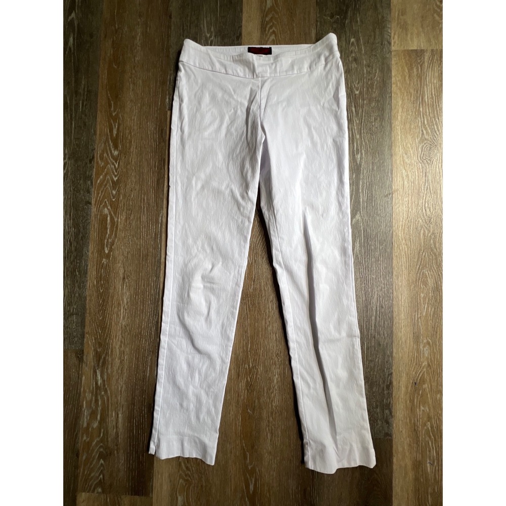 Krazy Larry Pull On Ankle Pants Womens Size 8 White Stretch Slim Trousers